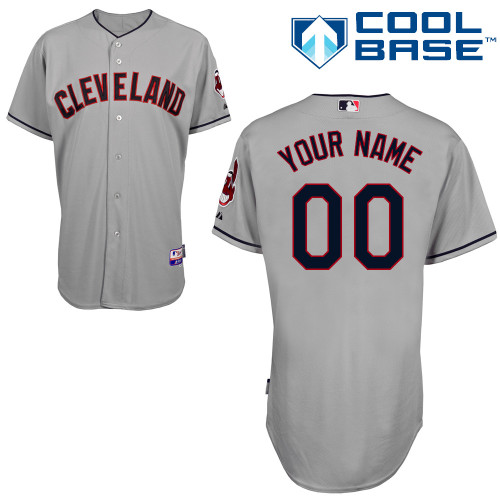 Customized Cleveland Indians MLB Jersey-Men's Authentic Road Gray Cool Base Baseball Jersey